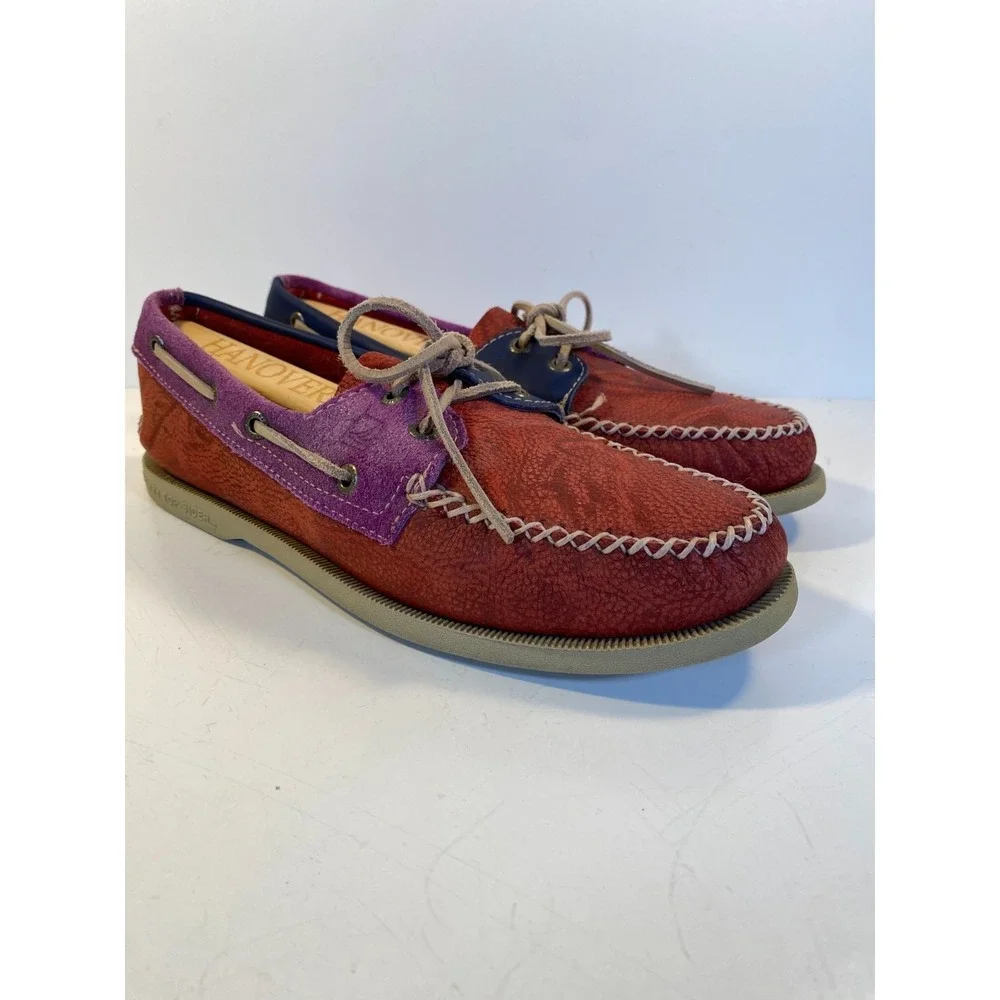 Sperry Top-Sider leather boat shoes Men's 8 Non-Marking Red, Purple, Blue